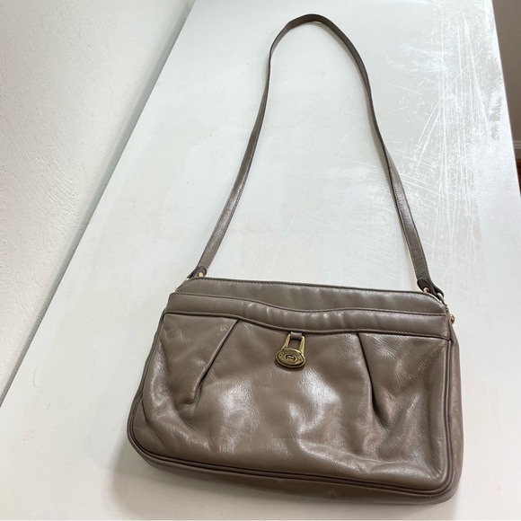 ETIENNE AIGNER Vintage Leather Bag Zipper Greige Taupe Minimalist - Picture 3 of 16